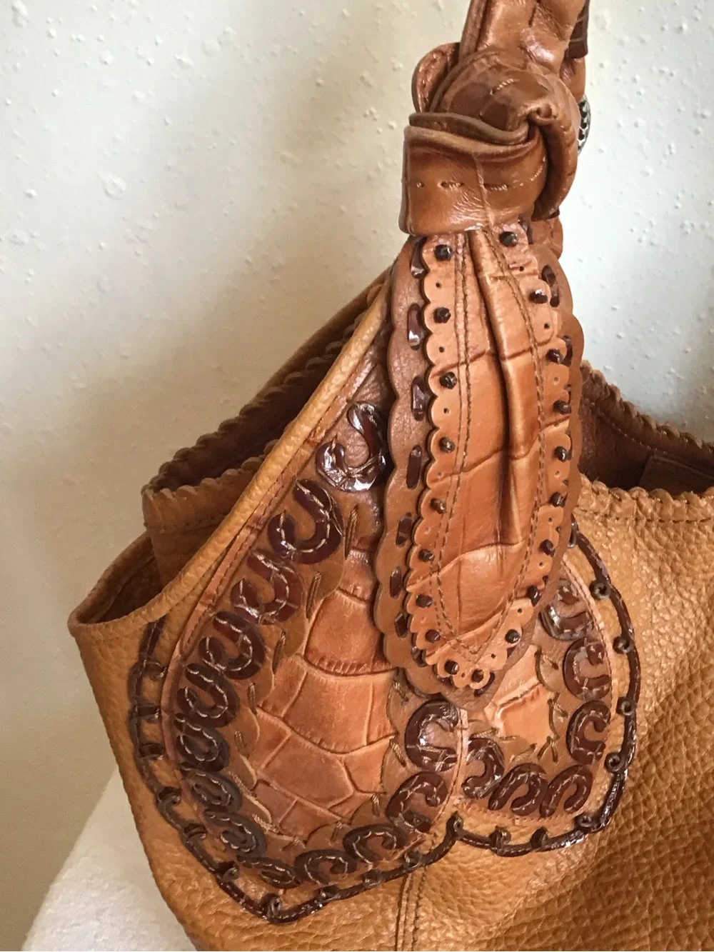 Brighton Women’s Deep Tan Leather Hobo Bag with Heart Charm